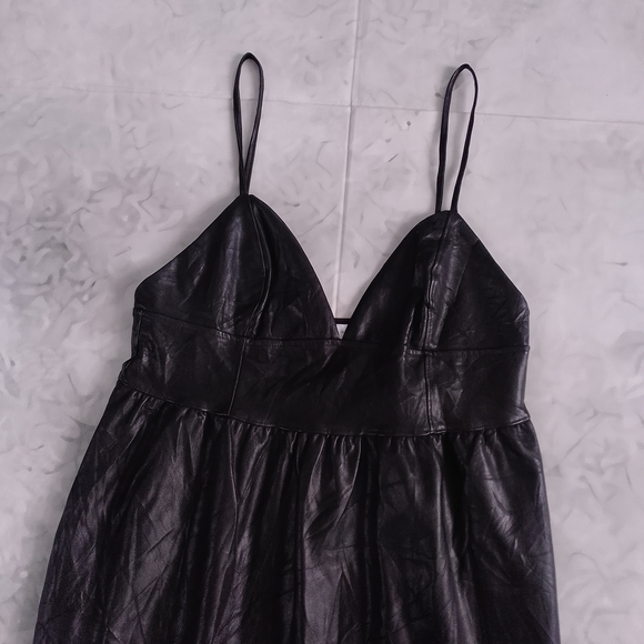 LEiTH Black Spaghetti Strap Dress Faux Leather - Picture 3 of 7